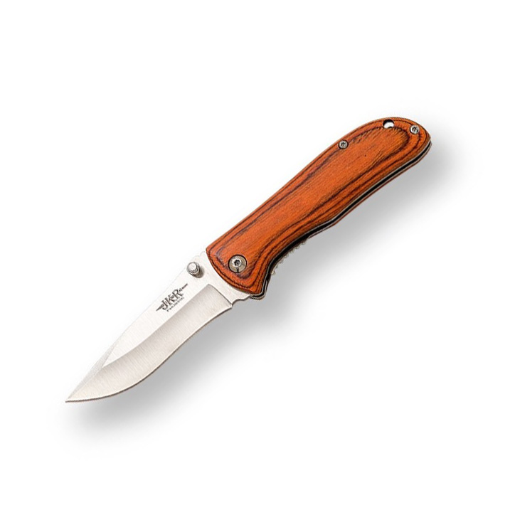 Navaja JKR con mango de madera prensada roja y hoja de 7,5 cm