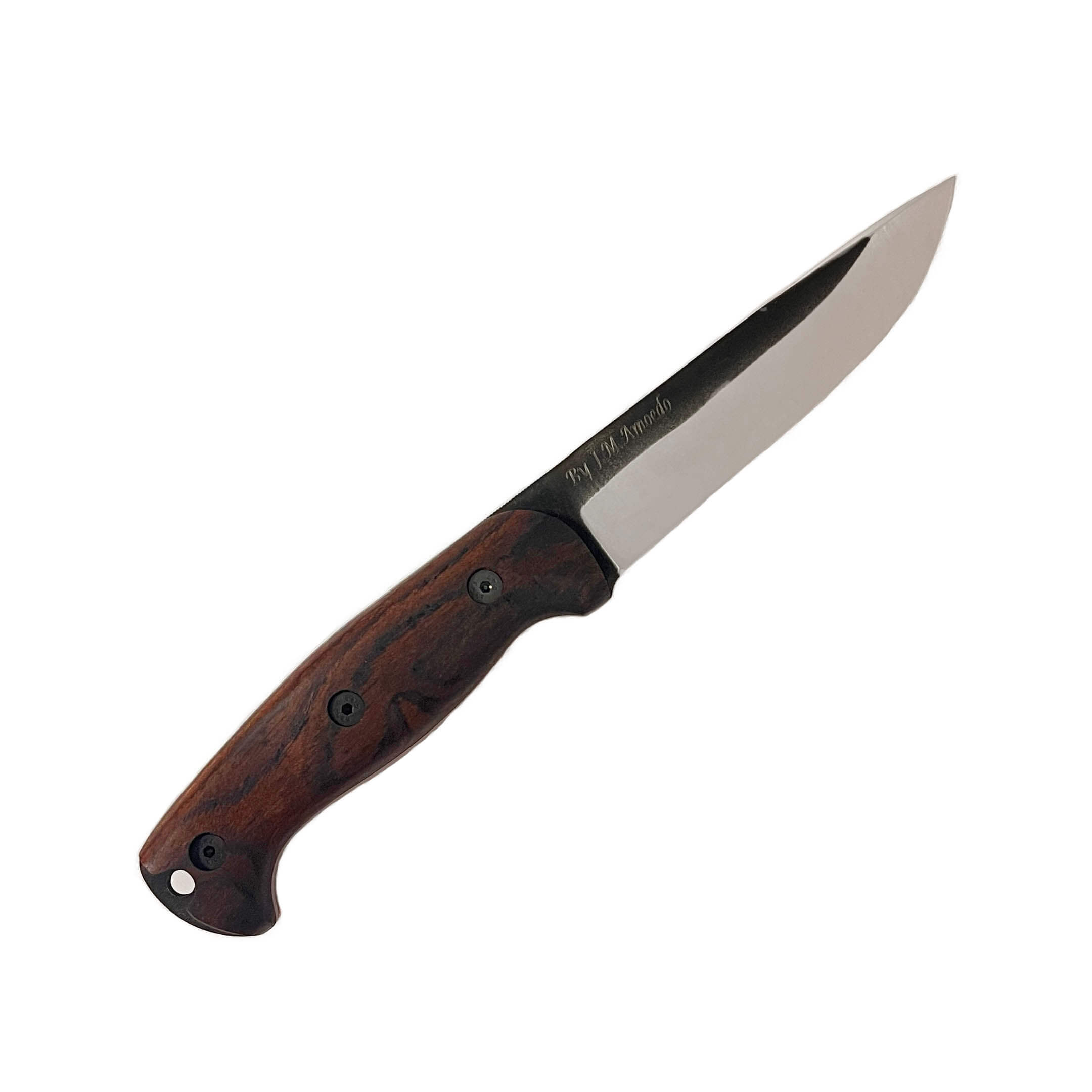 Cuchillo bushcraft Amarok 5 con mango de madera de bocote y hoja de 5"