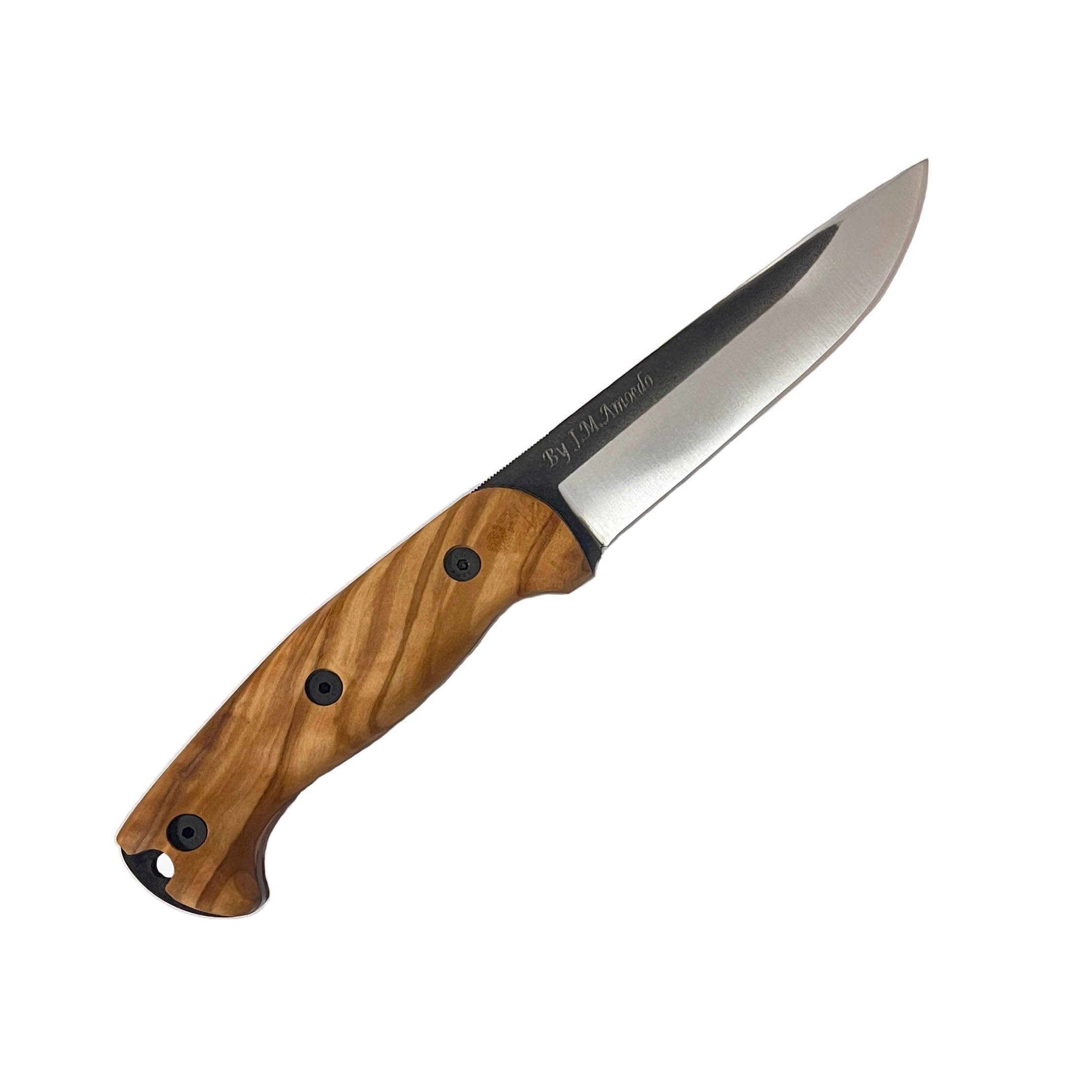 Cuchillo bushcraft Amarok 5 con mango de madera de olivo y hoja de 5"