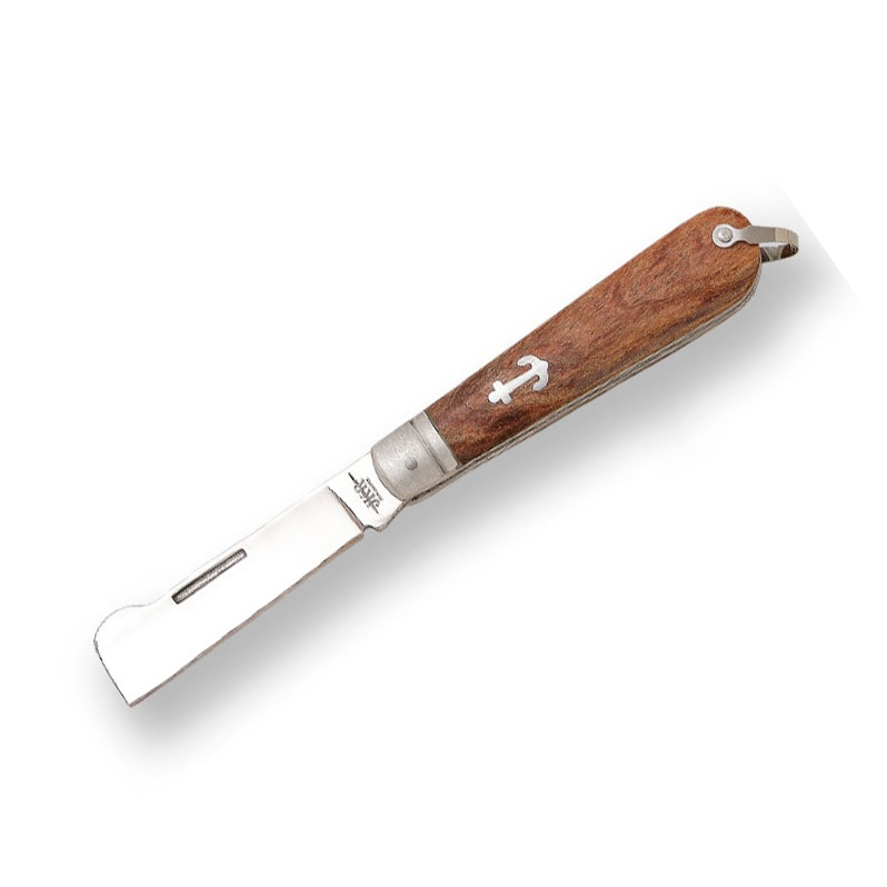 Navaja marinera punta cortada con mango de madera y hoja de 7.5 c...