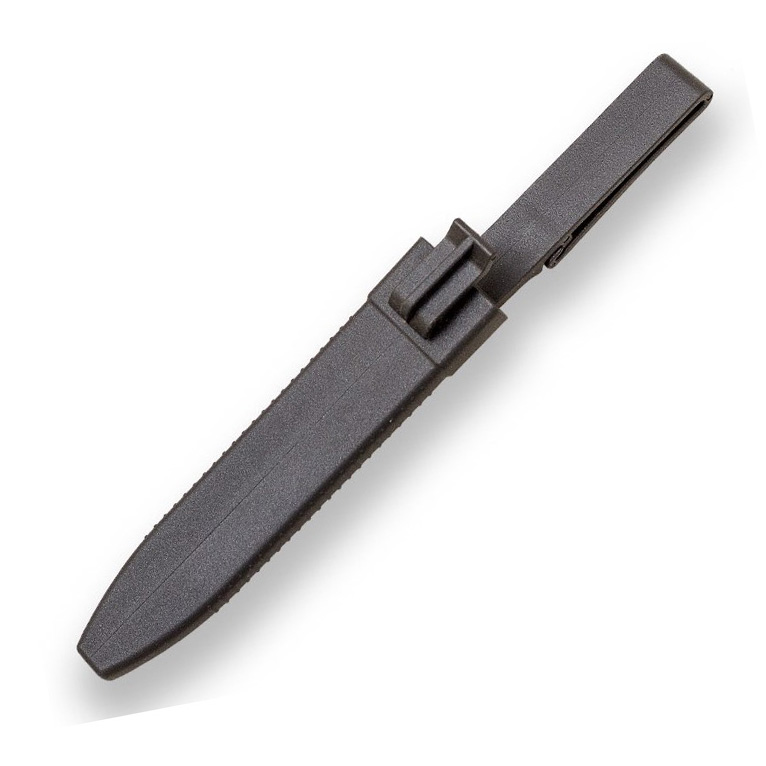 Cuchillo de combate con hoja negra tipo bowie de 16.5 cm y puño de ABS