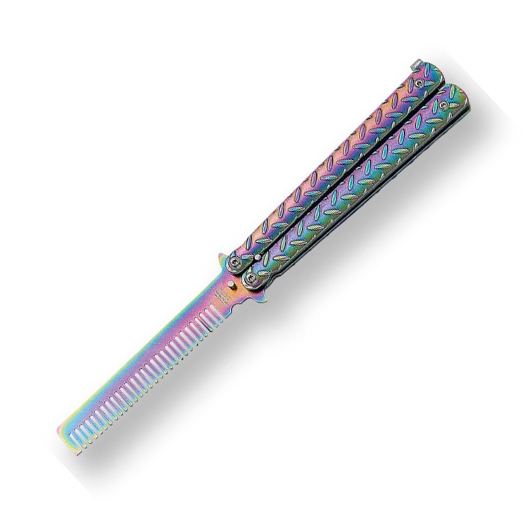 Balicomb con acabado rainbow con hoja de 9.5 cm y mango de acero ...