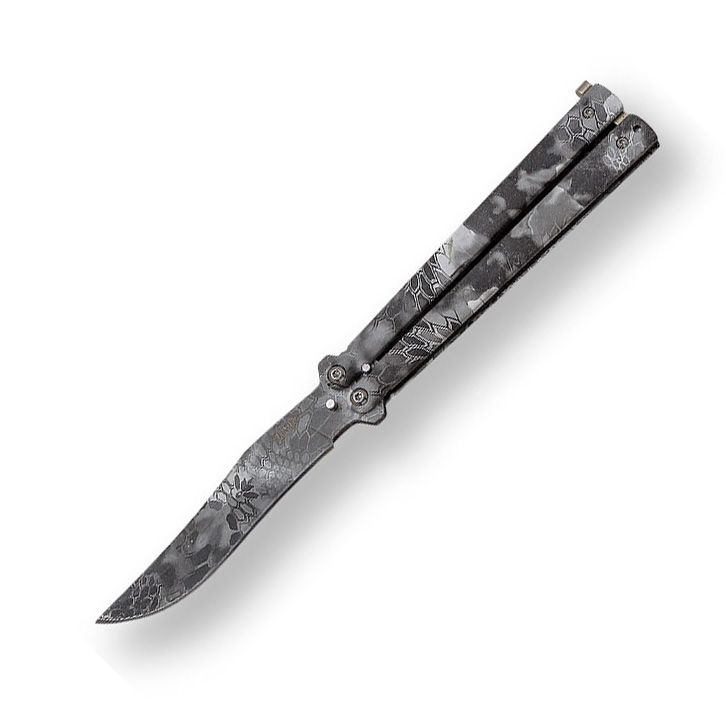 Couteau papillon camouflage serpent noir avec manche en aluminium...