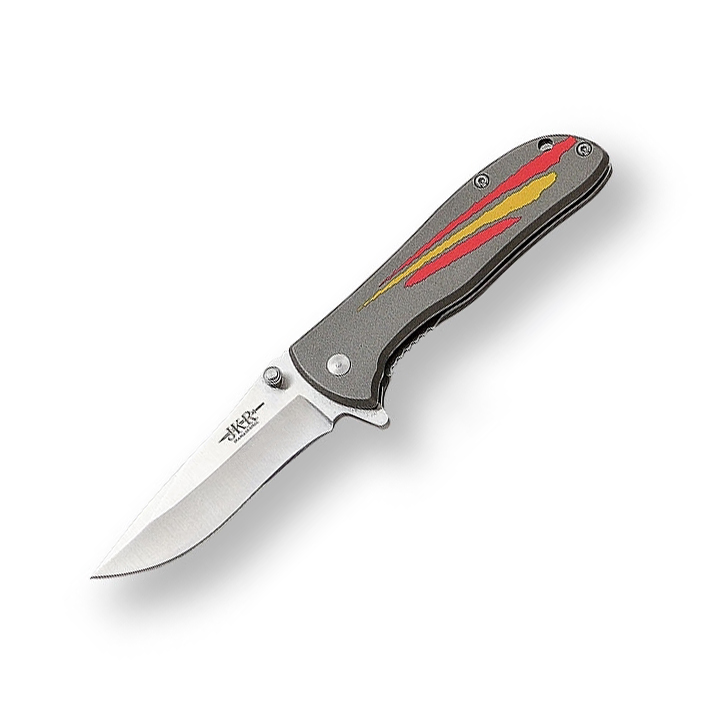 Couteau de poche avec manche gris et drapeau espagnol et lame de ...