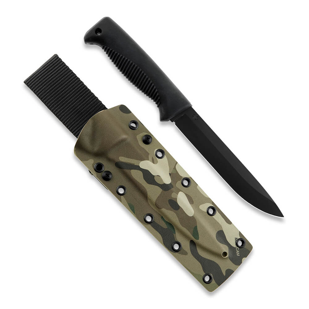 Cuchillo M95 Ranger Puukko con hoja teflonada, mango de TPE negro...