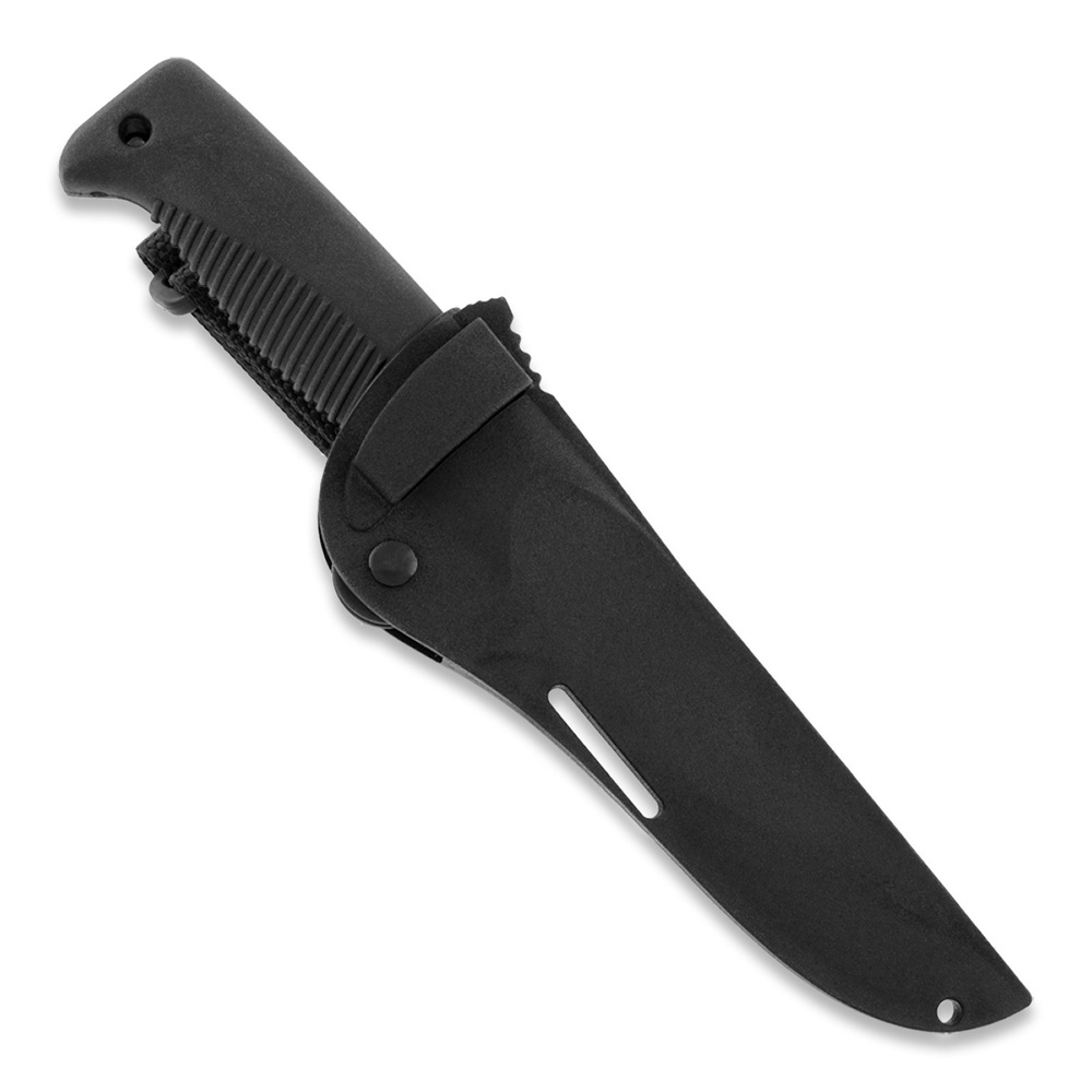 Cuchillo M07 Ranger Puukko con mango de TPE negro y funda de composite negro