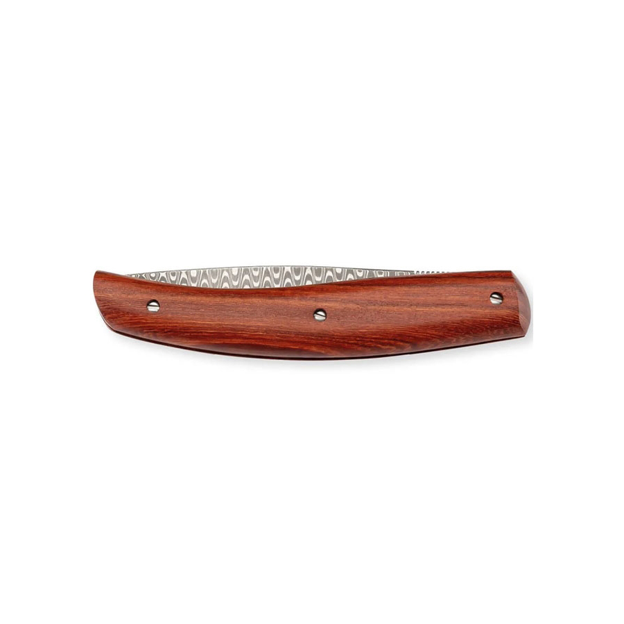 Navaja de bolsillo con hoja de acero damasco de 8.2 cm y mango de madera de sándalo rojo