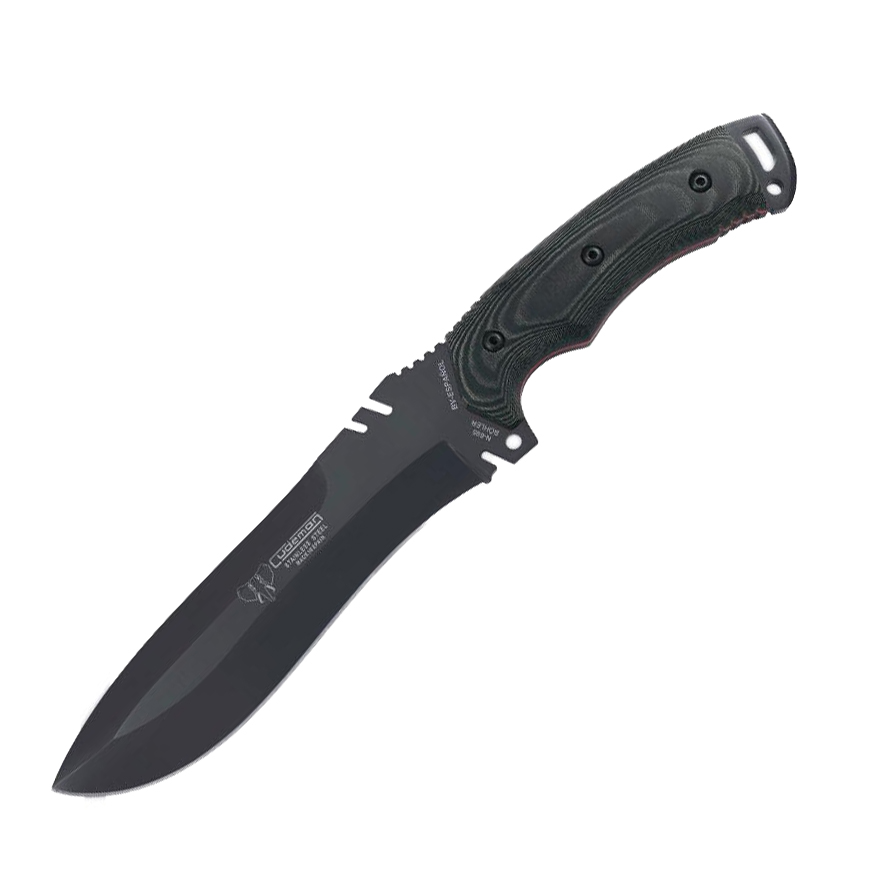 Cuchillo Boina Verde Español con mango de micarta negra. Hoja ne...