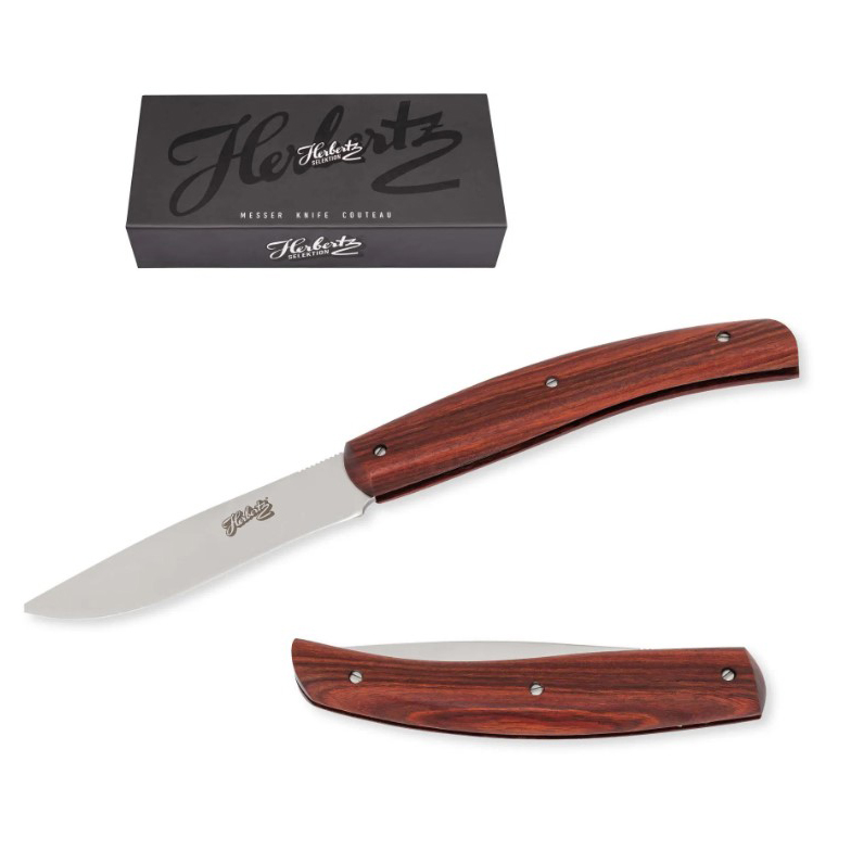 Navaja de bolsillo con hoja de acero inox de 8.2 cm y mango de madera de sándalo rojo