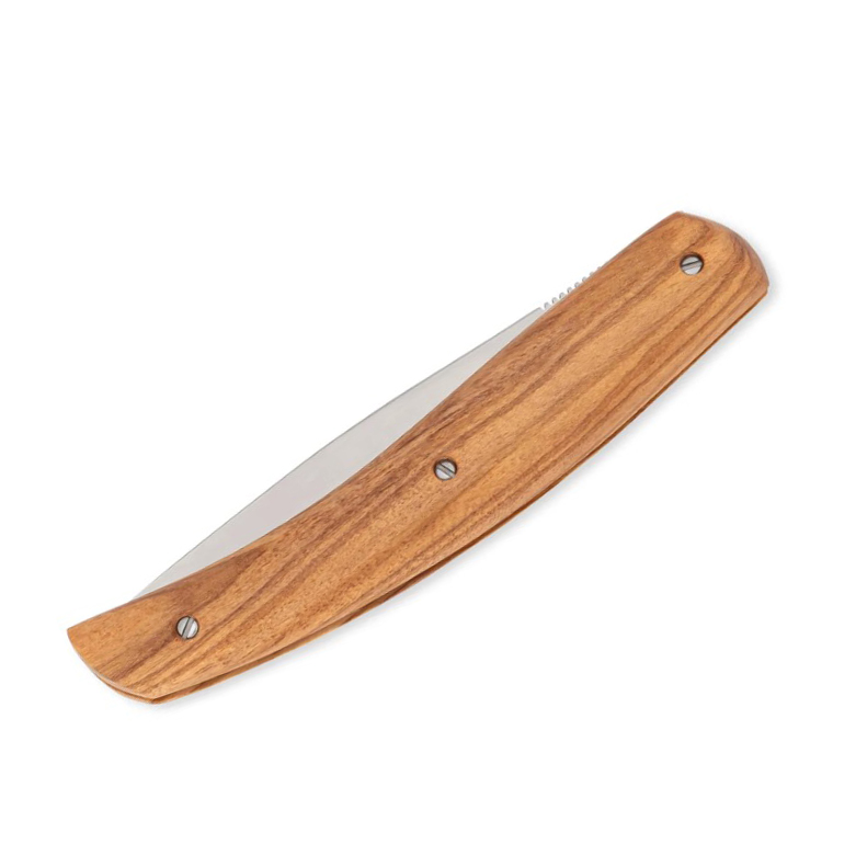 Navaja de bolsillo con hoja de acero inox de 8.2 cm y mango de madera de olivo