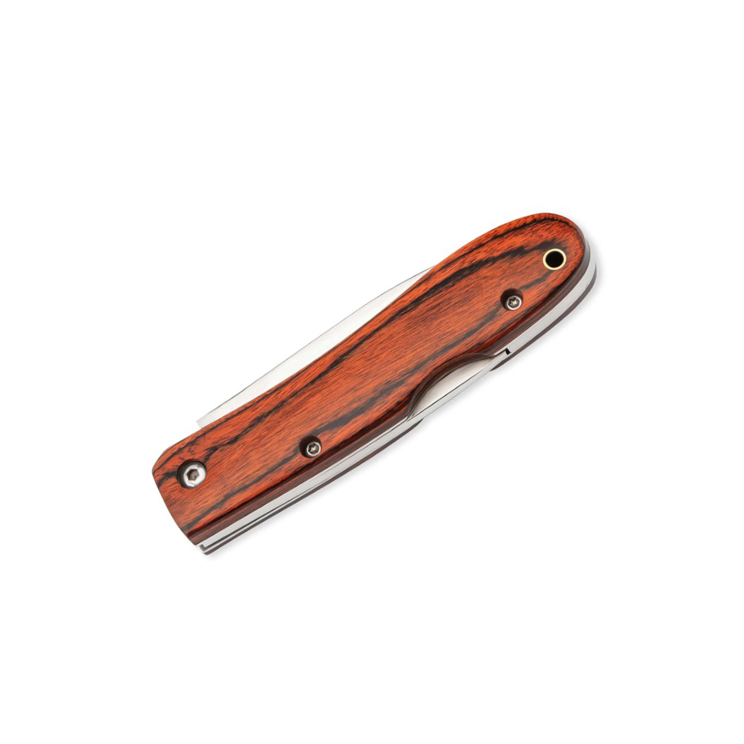 Navaja de bolsillo con hoja de 7.3 cm y mango de madera prensada roja