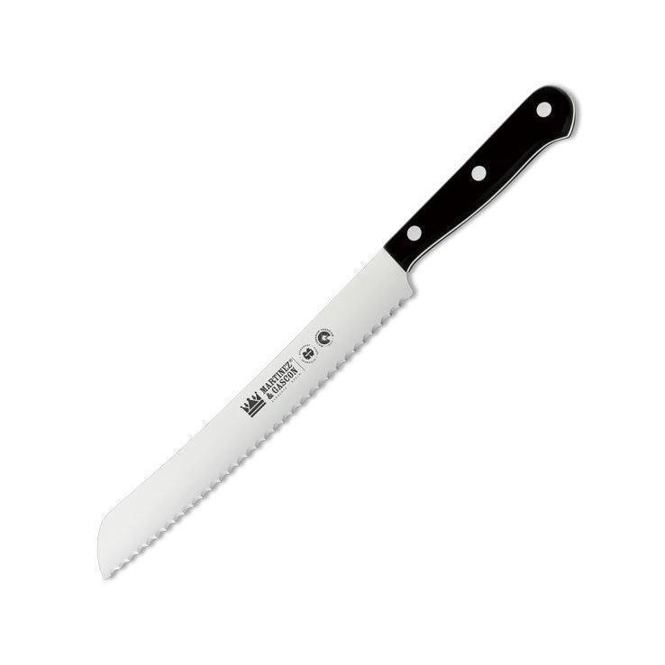 Cuchillo panero con mango de polioximetileno negro y hoja dentada...