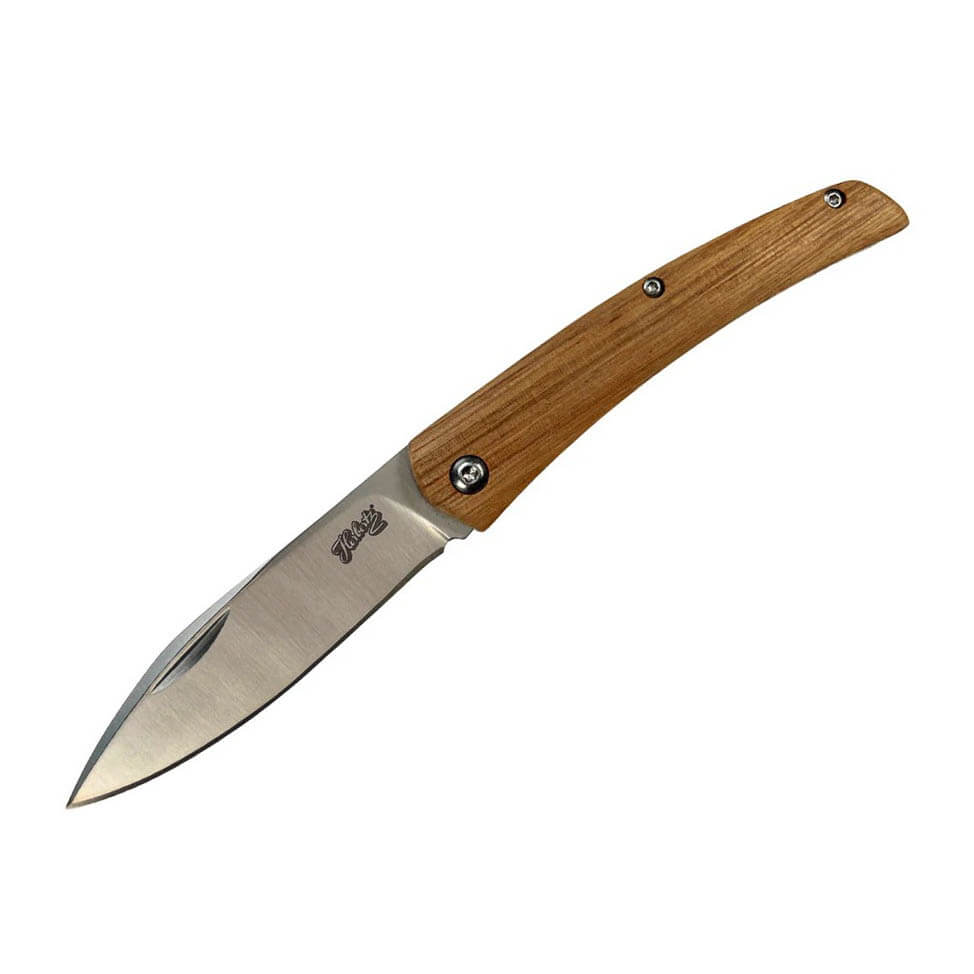 Couteau de poche avec manche en bois de zèbre et lame slipjoint ...