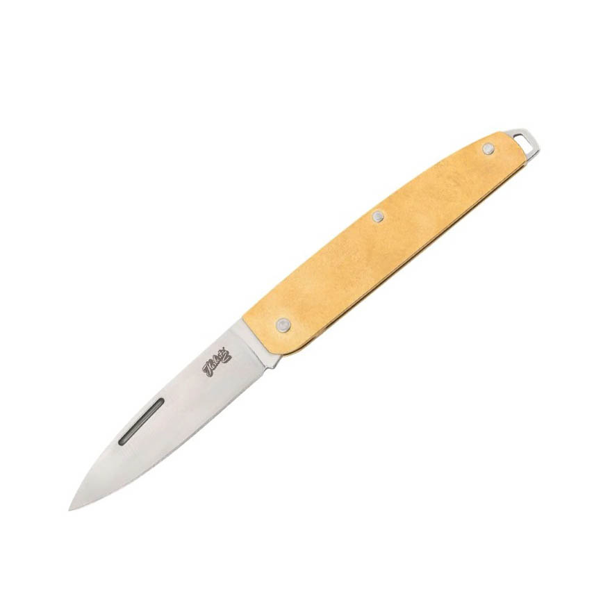 Couteau de poche avec manche en laiton et lame de 5,9 cm avec joi...