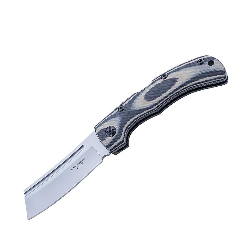 Couteau de poche tactique avec manche en G10 noir et lame à poin...