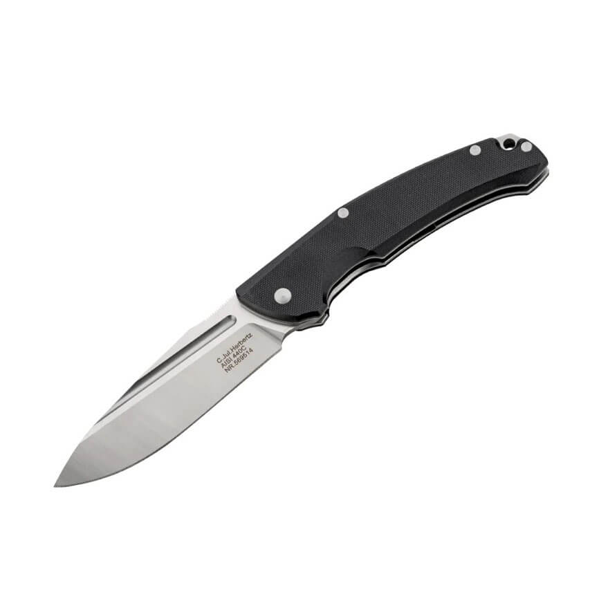 Couteau de poche tactique avec manche en G10 noir et lame en acie...