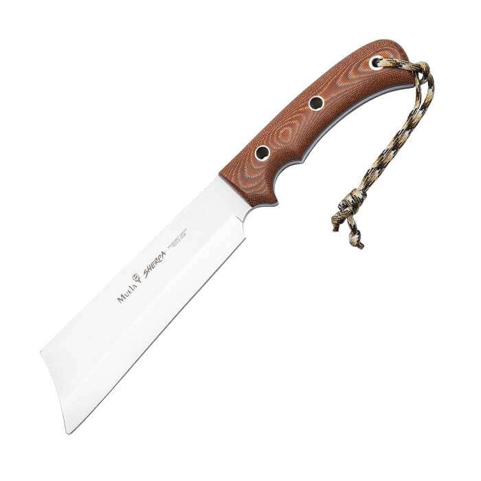 Machete Muela Sherpa 18C con mango de micarta canvas marron y hoj...