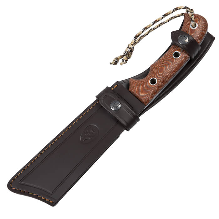 Machete Muela Sherpa 18C con mango de micarta canvas marron y hoja de 18 cm