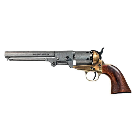 Réplica Colt Navy 1851 con cachas de madera, metal envejecido y latón
