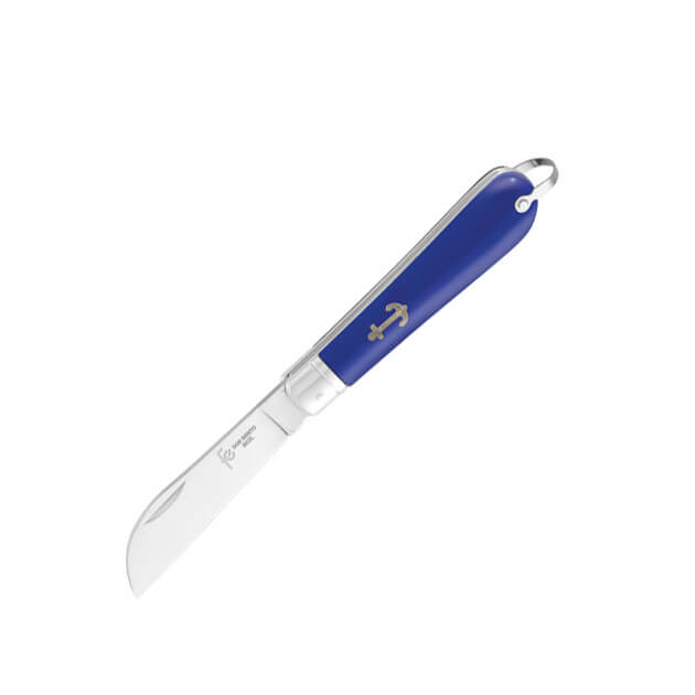 Navaja marinera con mango azul y hoja con corte recto de 9 cm Don...