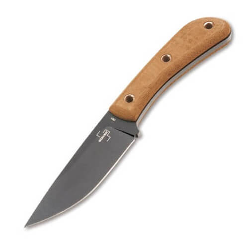 Faca bushcraft monobloco com ponta inclinada