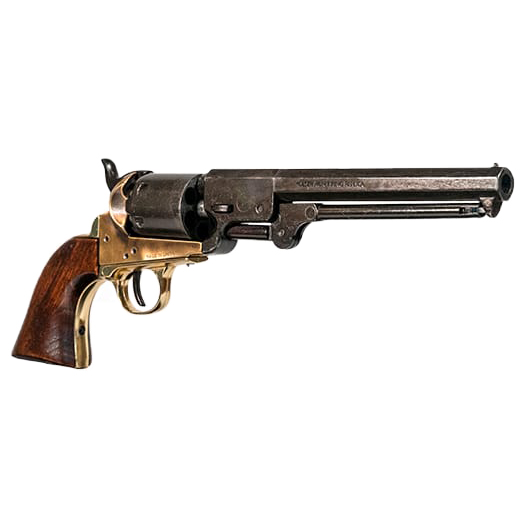 Réplica Colt Navy 1851 con cachas de madera, metal negro y lató...