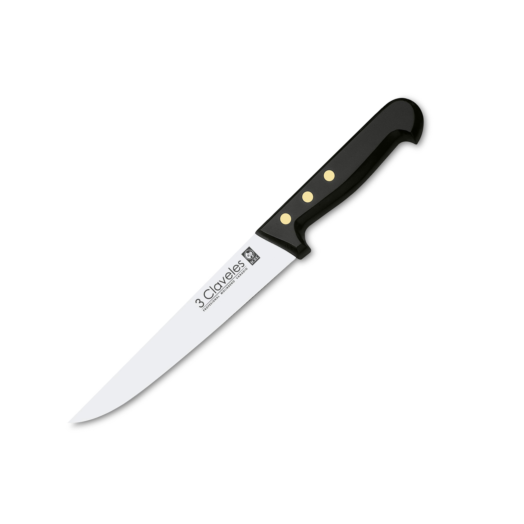 Cuchillo cocinero con hoja de 18 cm y mango pom 3 Claveles en caja