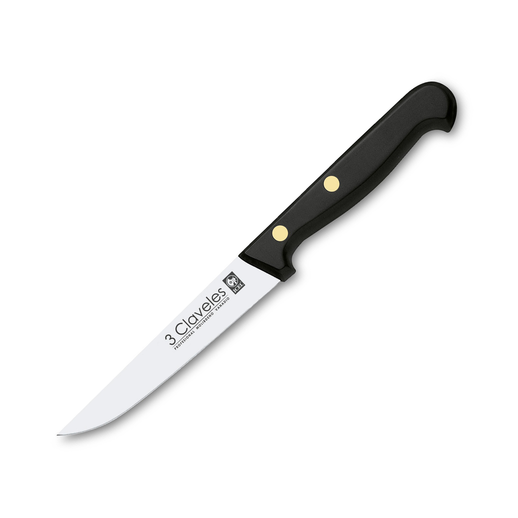 Cuchillo cocinero con hoja de 11 cm y mango pom 3 Claveles presentación blister