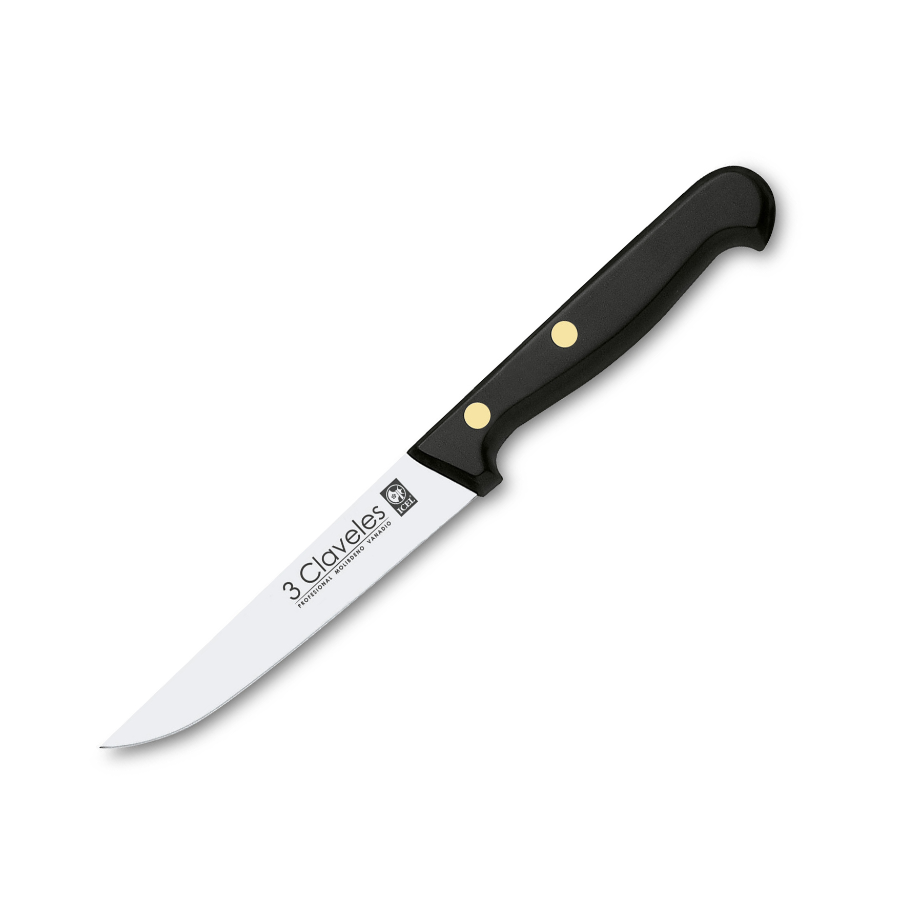 Cuchillo cocinero con hoja de 11 cm y mango pom 3 Claveles presentación funda de hoja