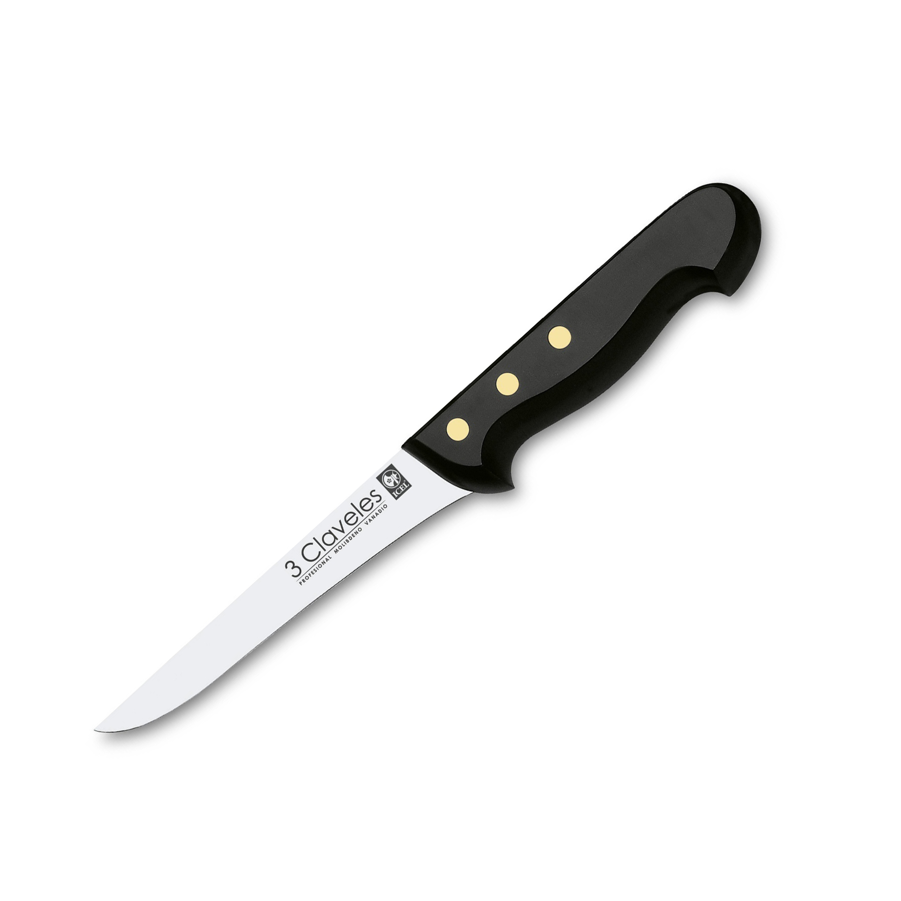 Cuchillo deshuesador 15 cm 3 Claveles mango pom presentación funda de hoja