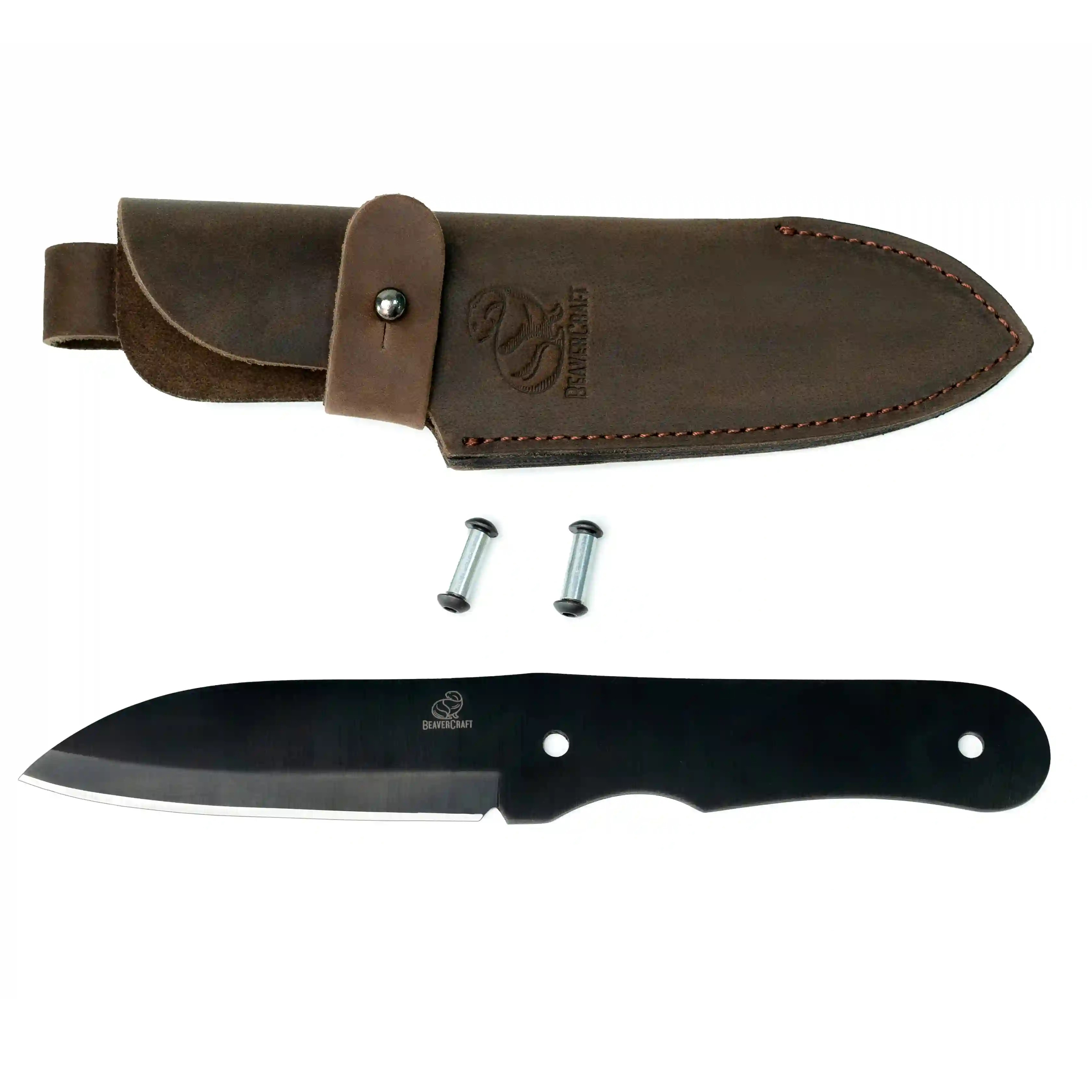 Kit para fabricar cuchillos Bushcraft con hoja de acero carbono negra