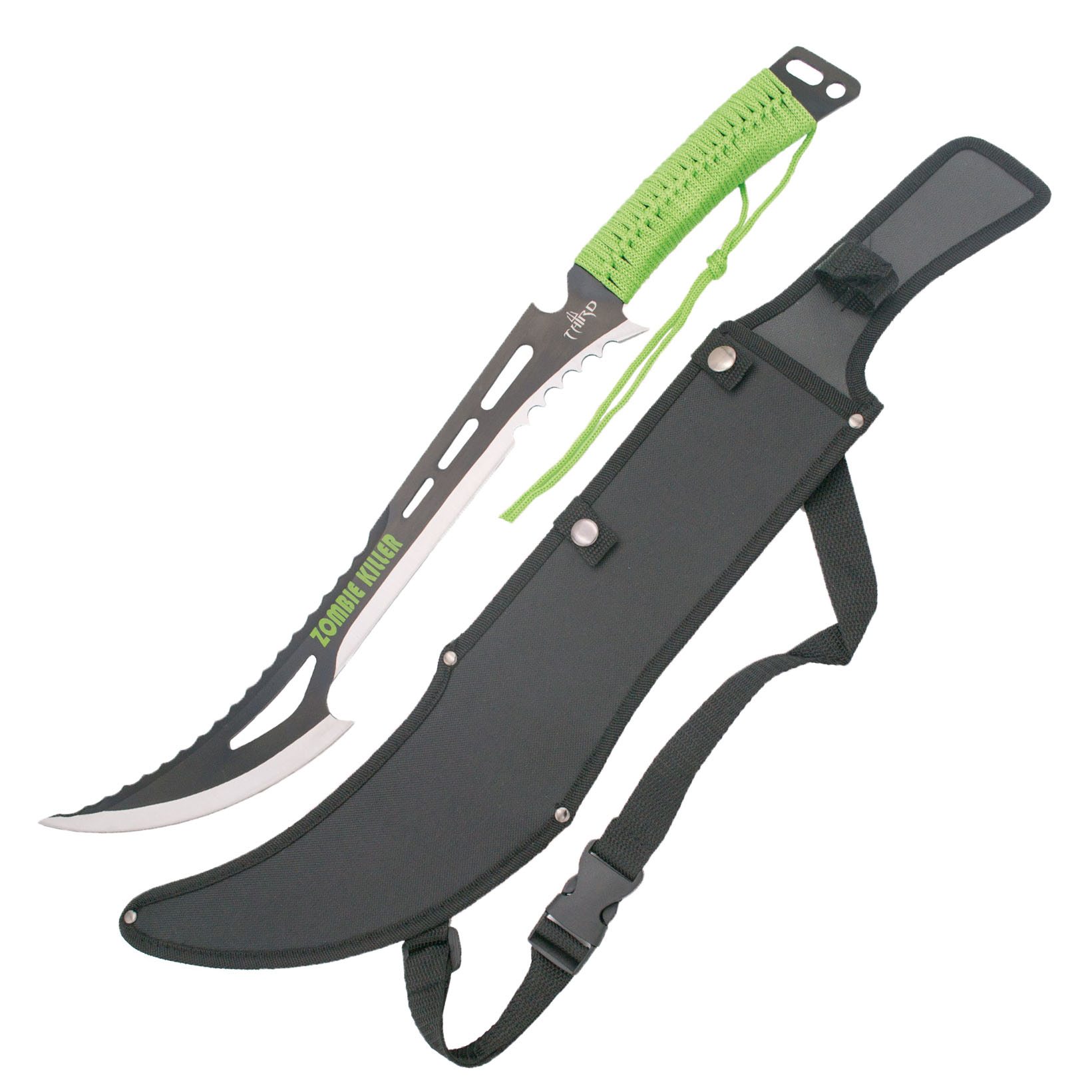Machetes mad zombie con hoja de 44 cm y mango encordado verde