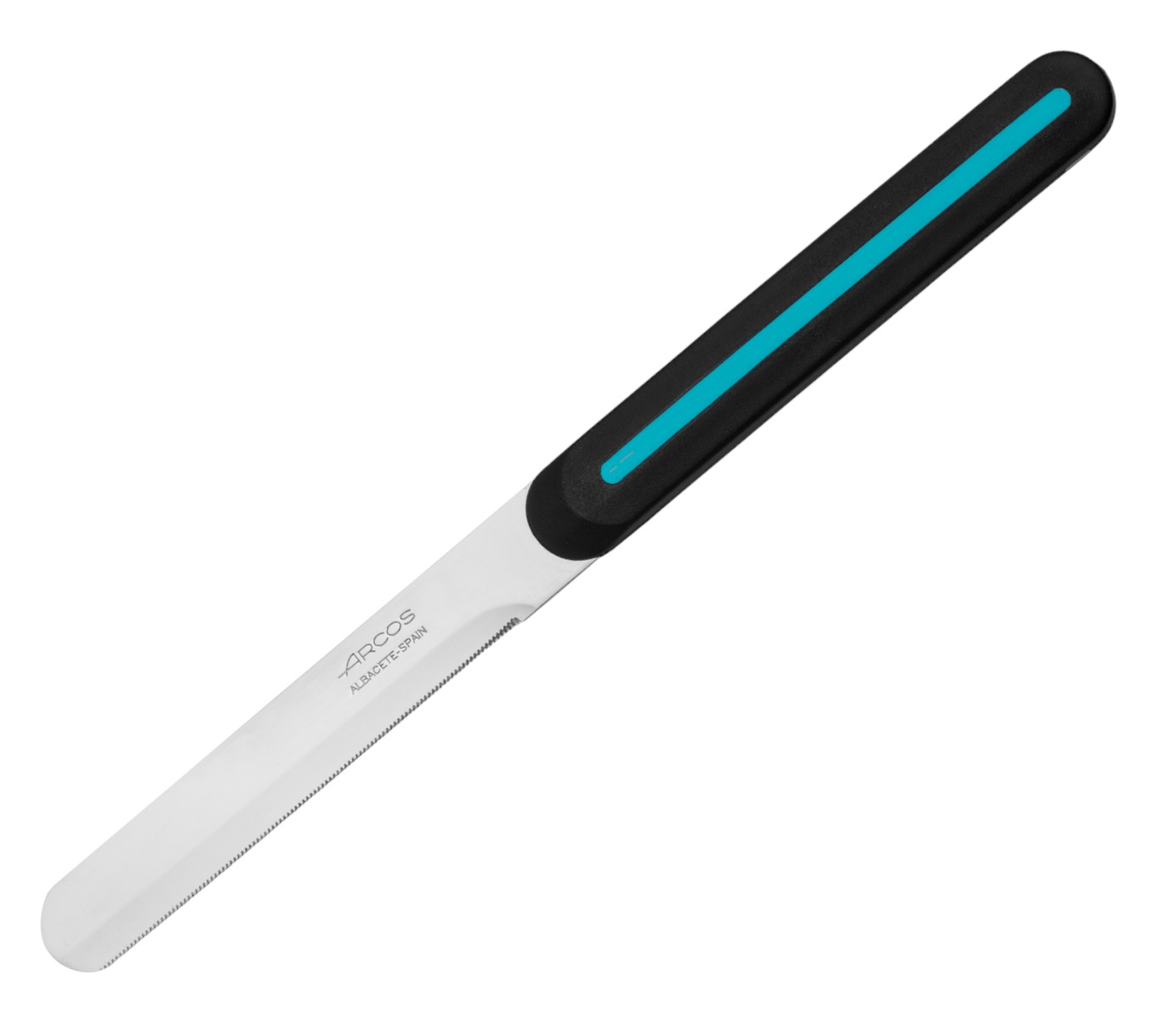 Cuchillo de mesa Arcos Nitrum negro y azul con hoja microperlada ...