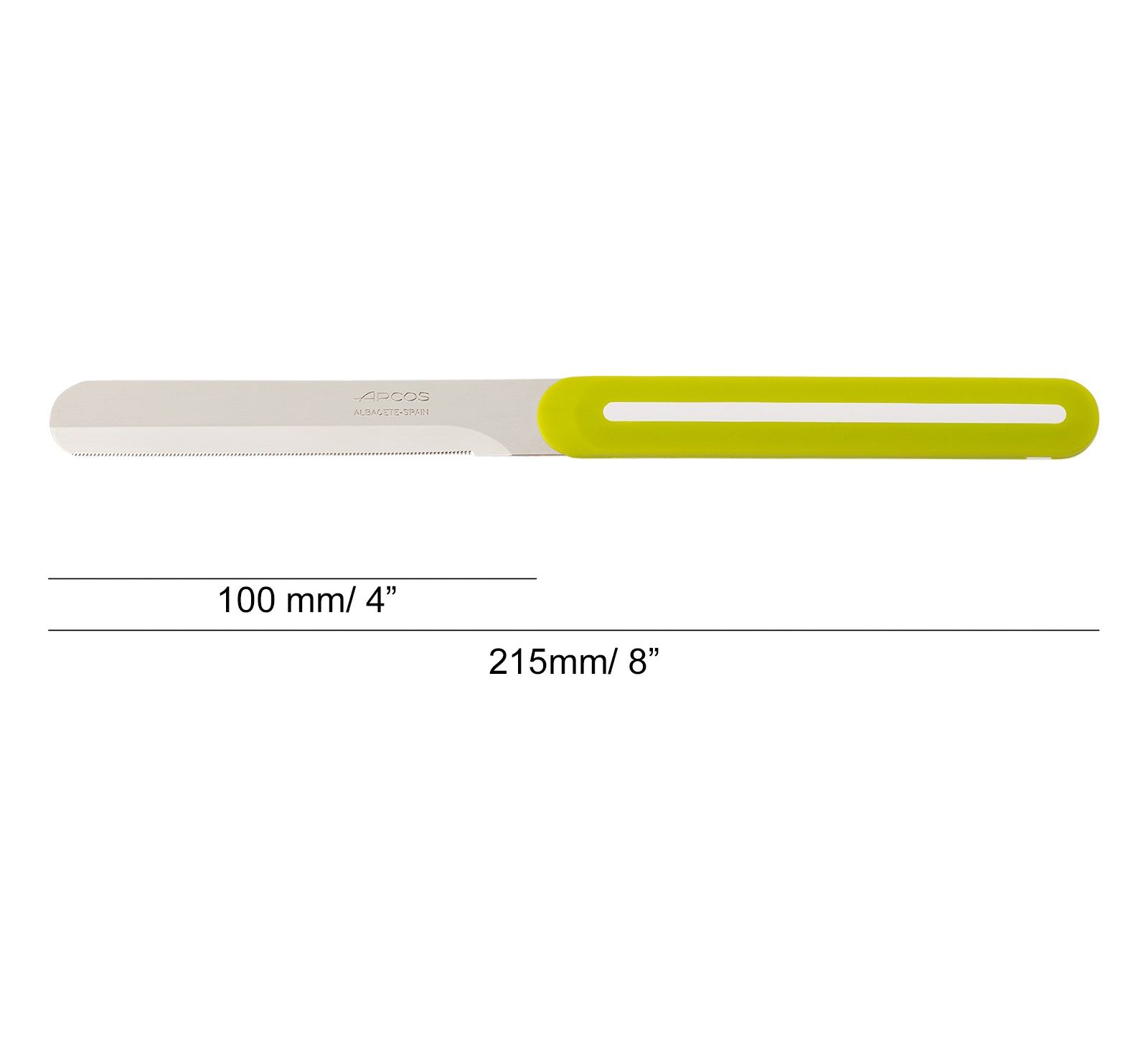 Cuchillo de mesa Arcos Nitrum verde con hoja microperlada de 10 cm