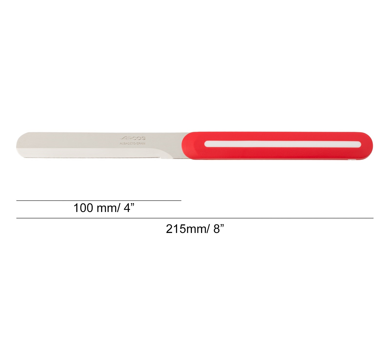 Cuchillo de mesa Arcos Nitrum rojo con hoja microperlada de 10 cm