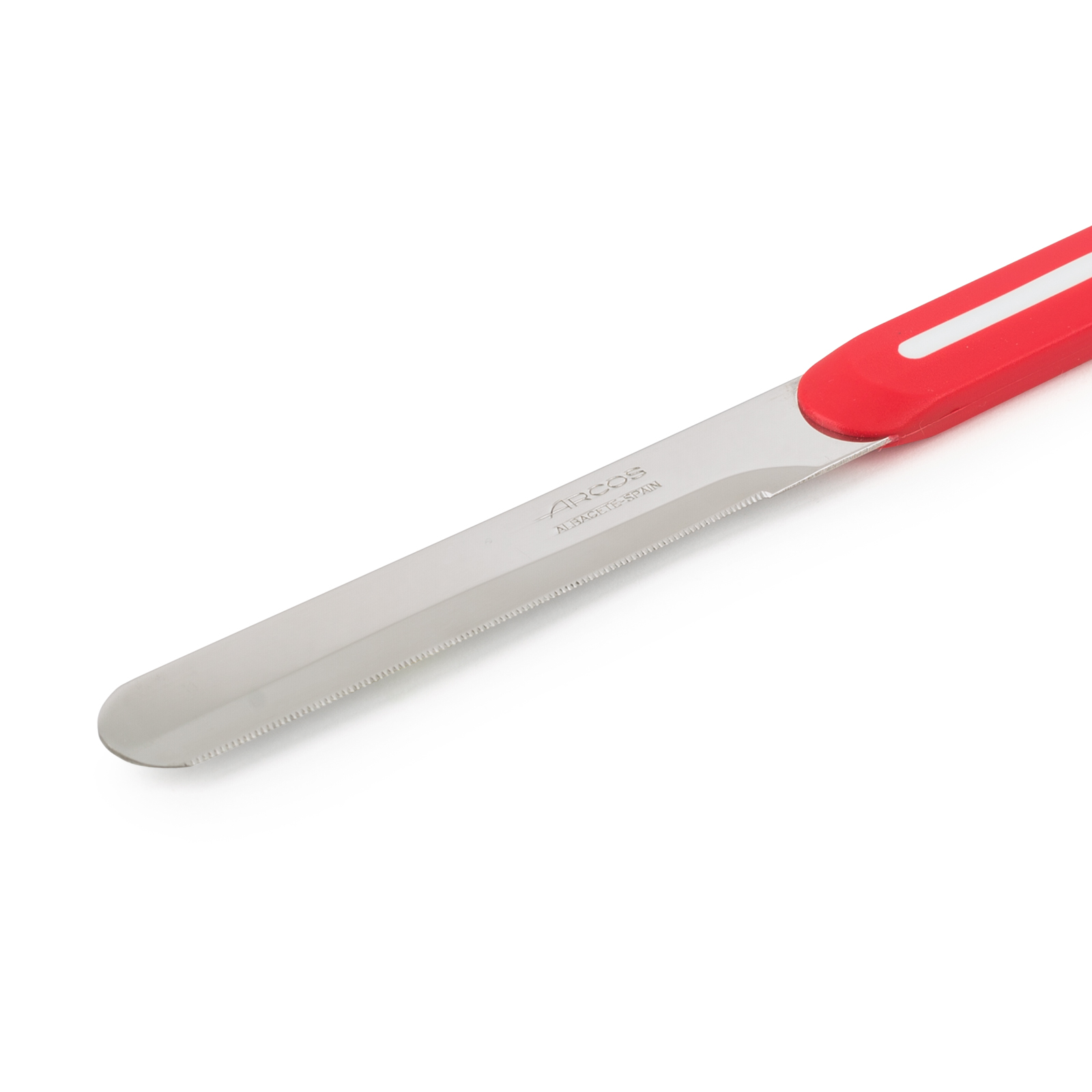 Cuchillo de mesa Arcos Nitrum rojo con hoja microperlada de 10 cm