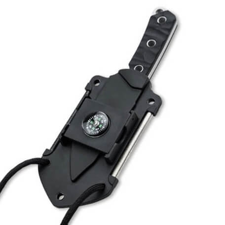 Cuchillo de supervivencia con brujula y encendedor en la funda
