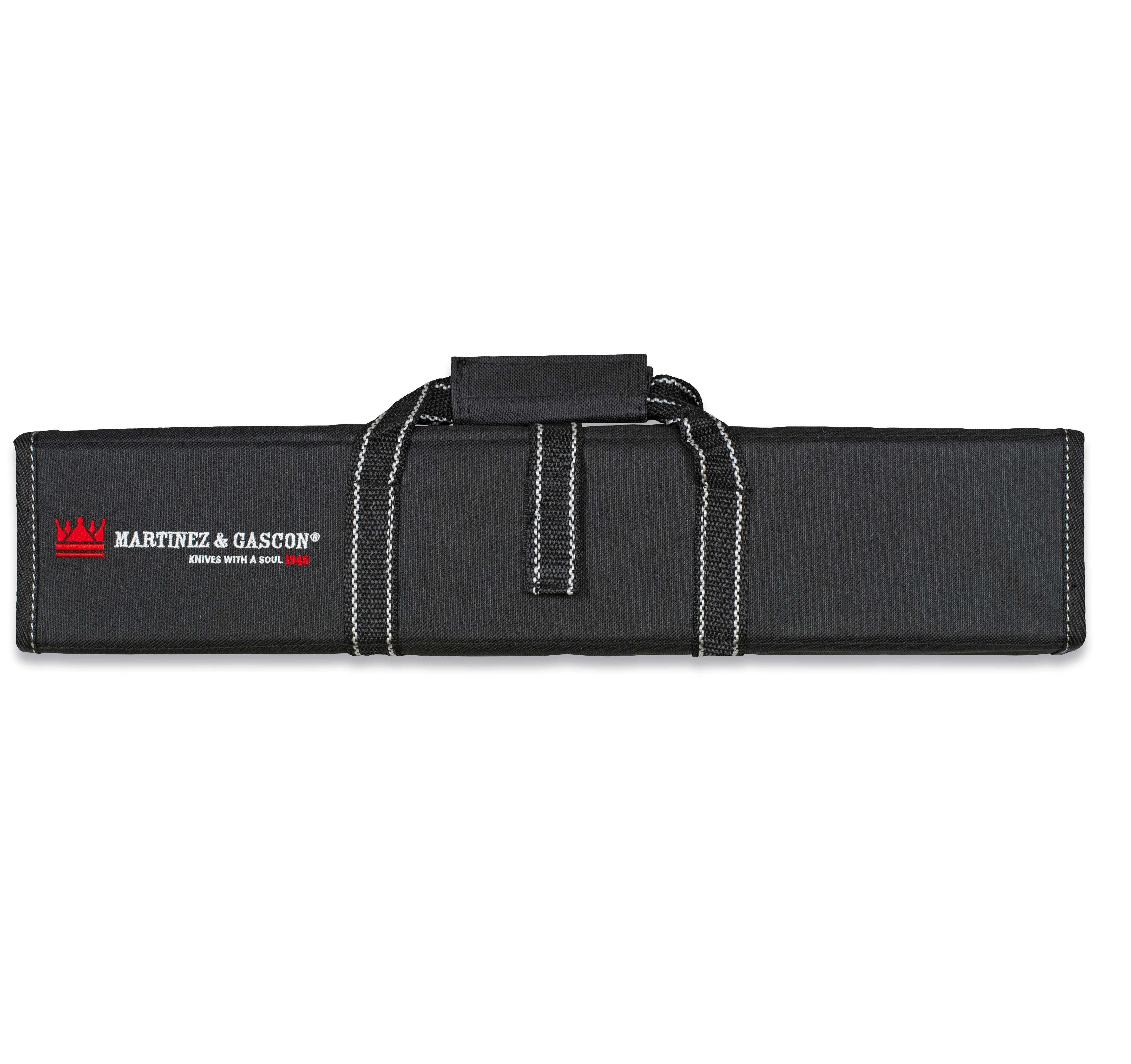Manta porta cuchillos para 12 piezas con asas Martinez y Gascón lona negra Medidas 51x44cm