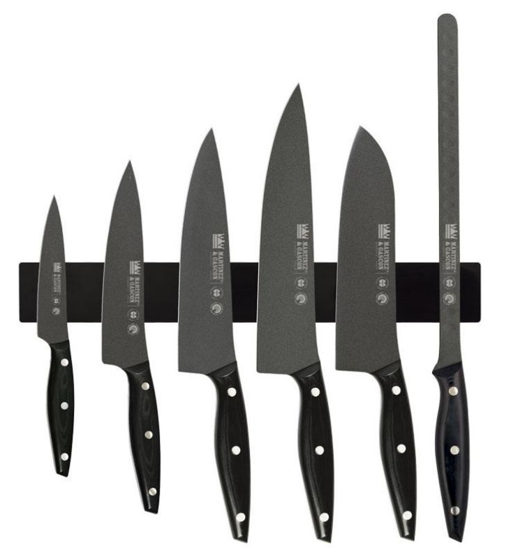 Set imán con 6 cuchillos cocineros de teflón y mango de mikarta n...