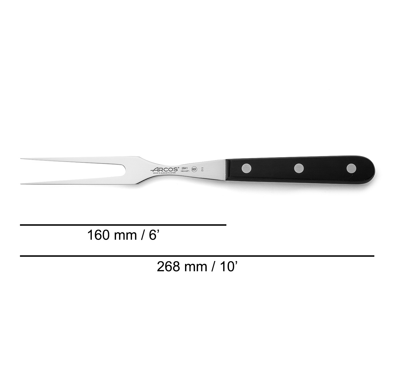 Tenedor trinchante Arcos Universal 160 mm con mango de polioximetileno negro