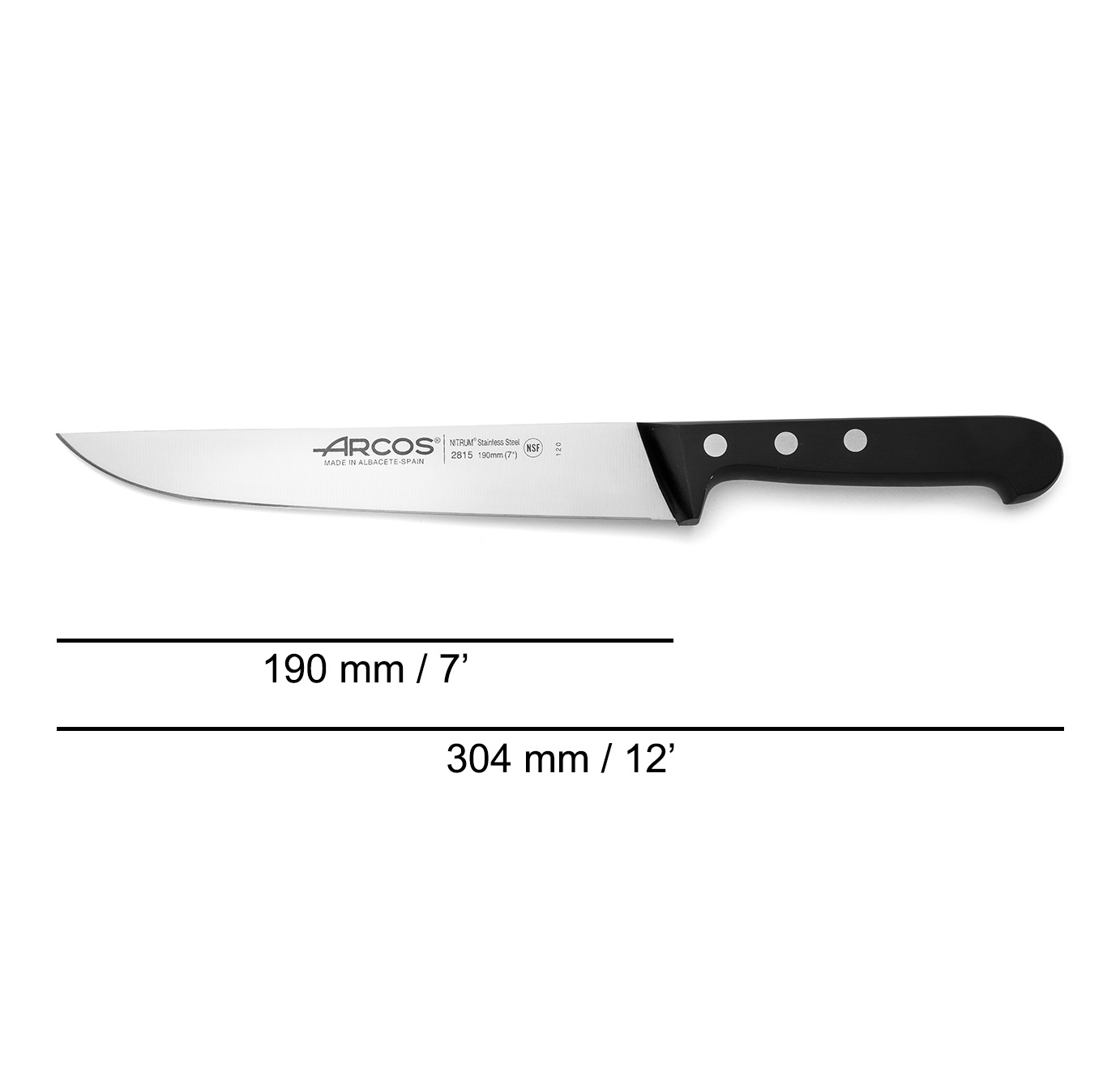 Couteau à découper Arcos Universal 190 mm avec manche en polyoxyméthylène noir