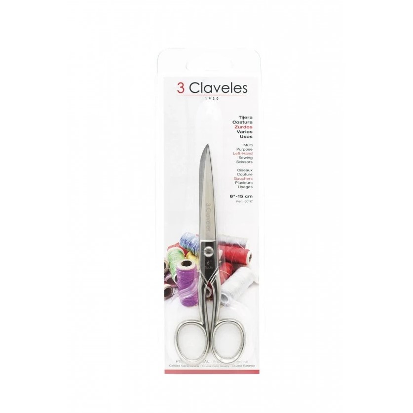 Tijera de costura para zurdos 3 Claveles de 6"