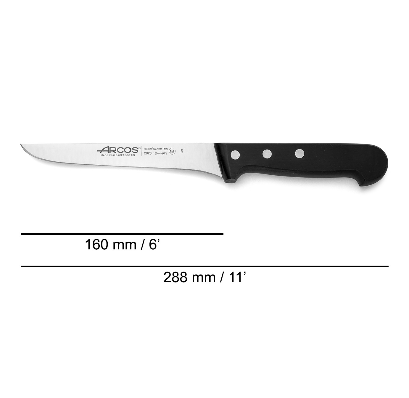 Arcos Universal 160 mm Ausbeinmesser mit schwarzem Polyoxymethylen-Griff
