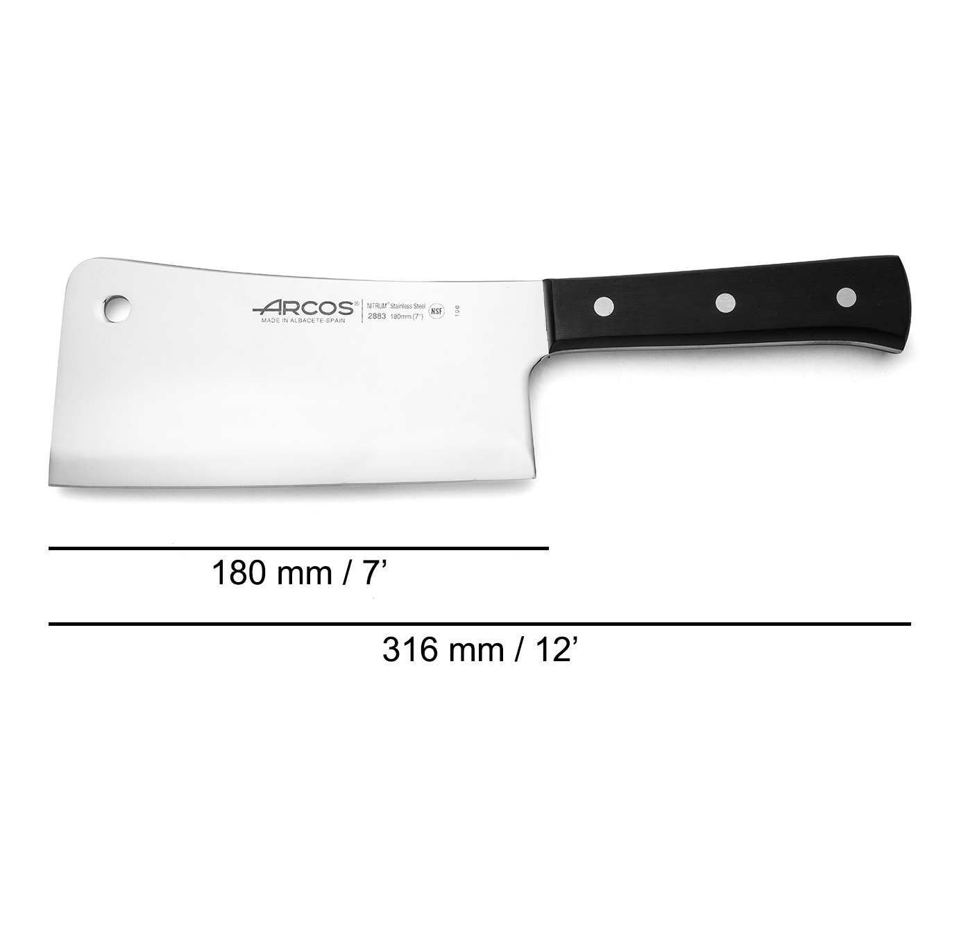 Arcos Universal Kochbeil mit schwarzem Polyoxymethylen-Griff und 180 mm Klinge