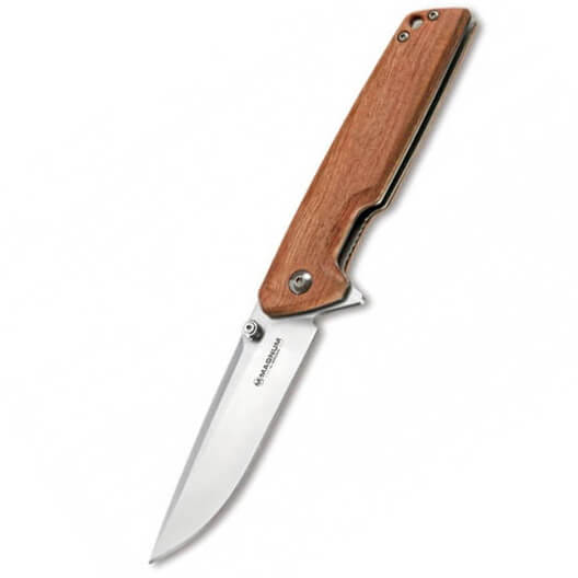 Sports pocket knife with line lock and bubinga wood handle