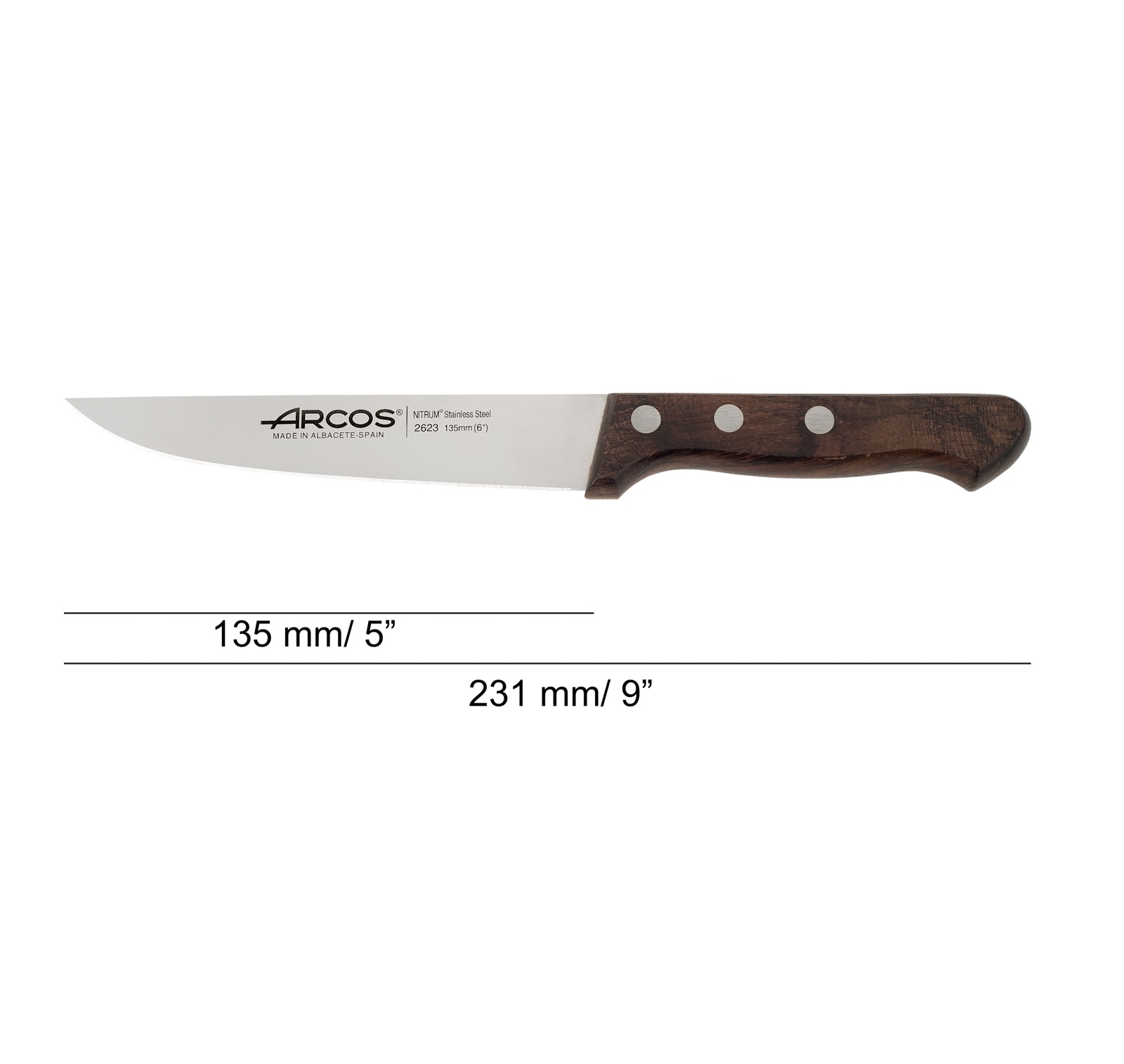 Arcos Atlántico kitchen knife with rosewood handle and 135 mm blade