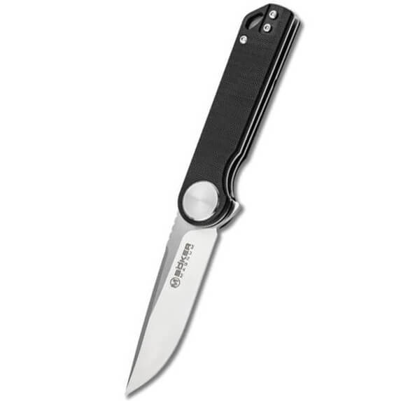 EDC tachenmesser mit linienarretierung und abfallender klingenspi...