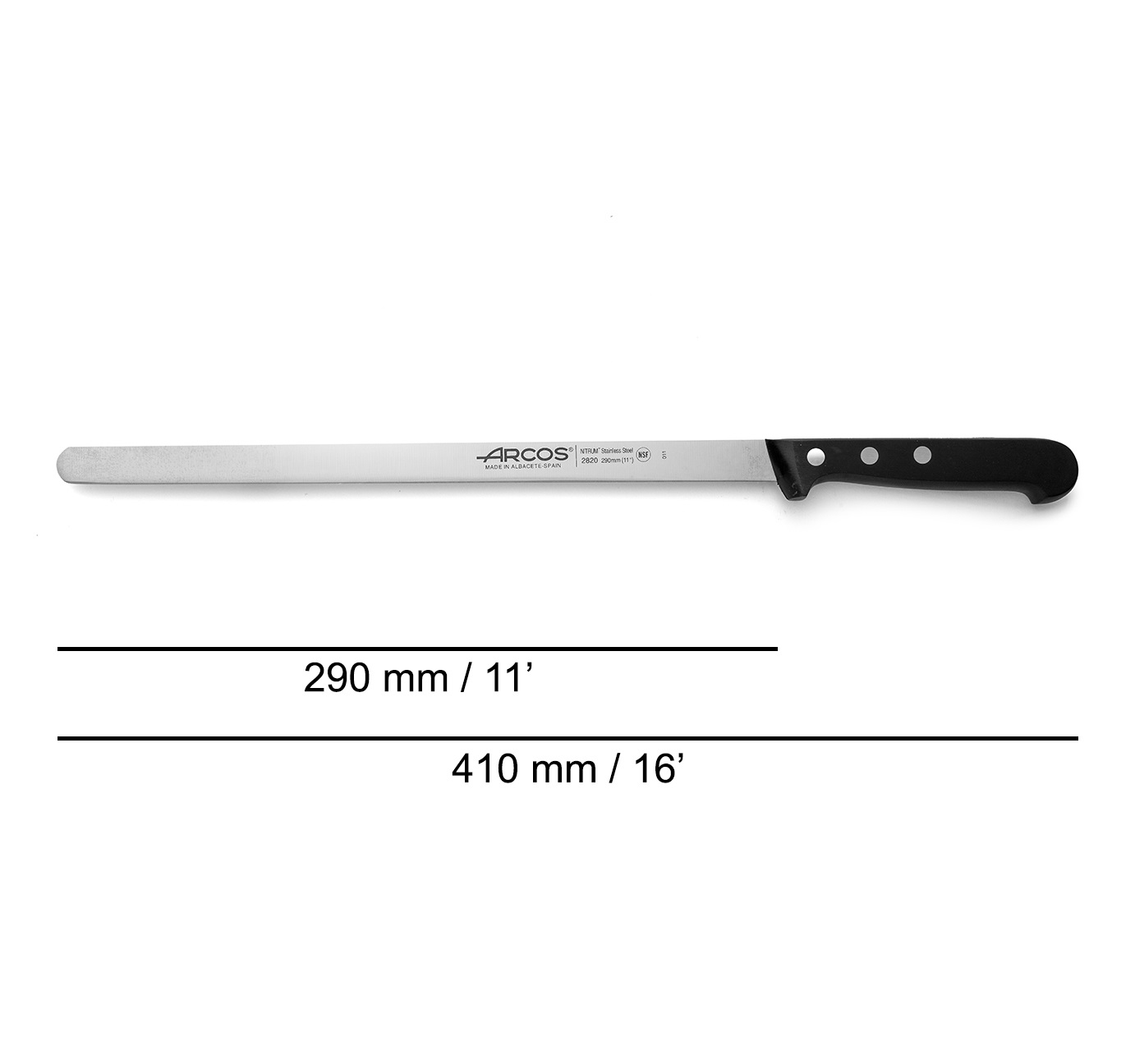 Faca de presunto Arcos com ponta redonda, lâmina de 29 cm, série universal e cabo em polioximetileno