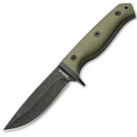 Outdoor knife with downward curving blade