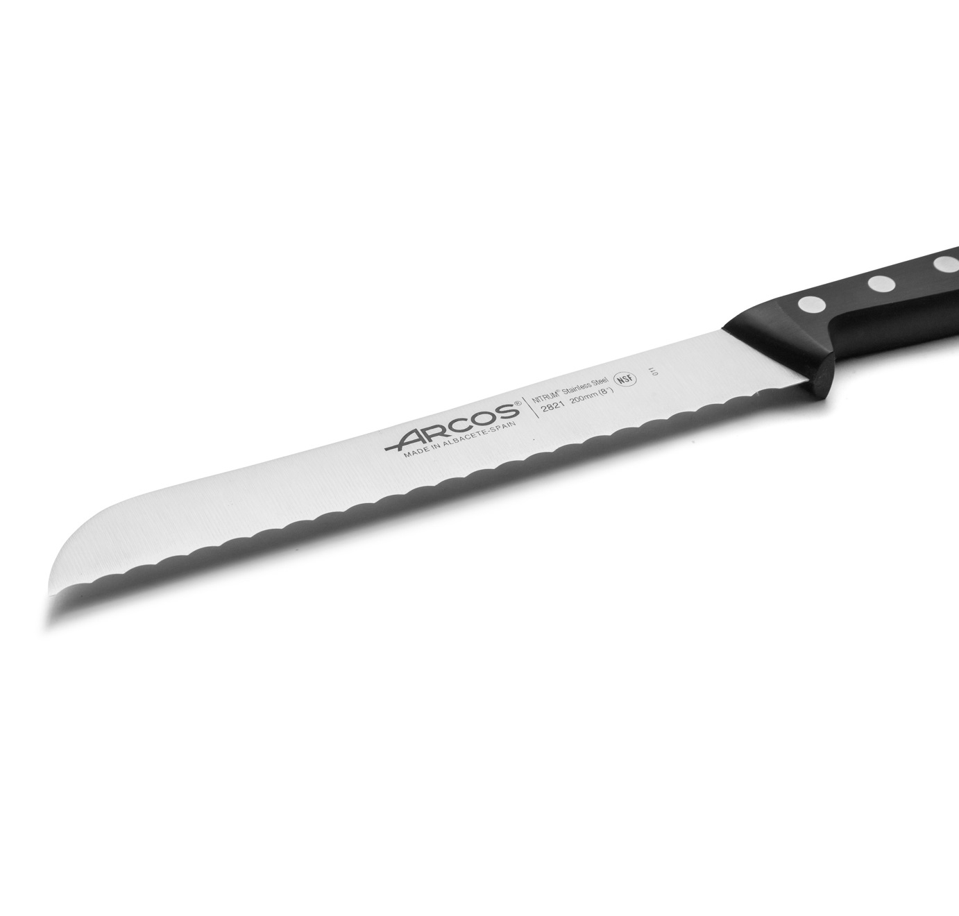 Faca de pão Arcos com lâmina de 20 cm, série Universal, com cabo preto